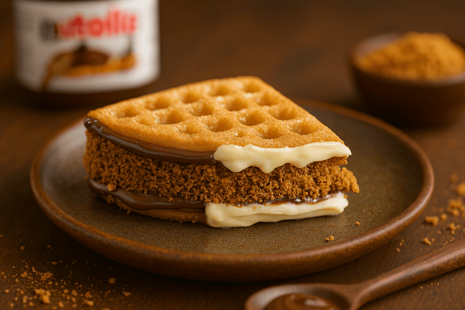 Biscoff Cheesecake Waffle Sandwich