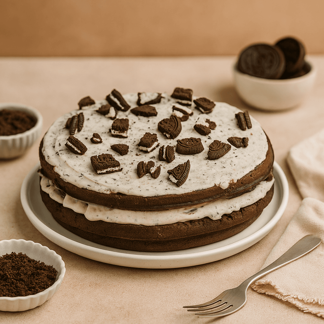 Brownie Crunch Waffle Cake